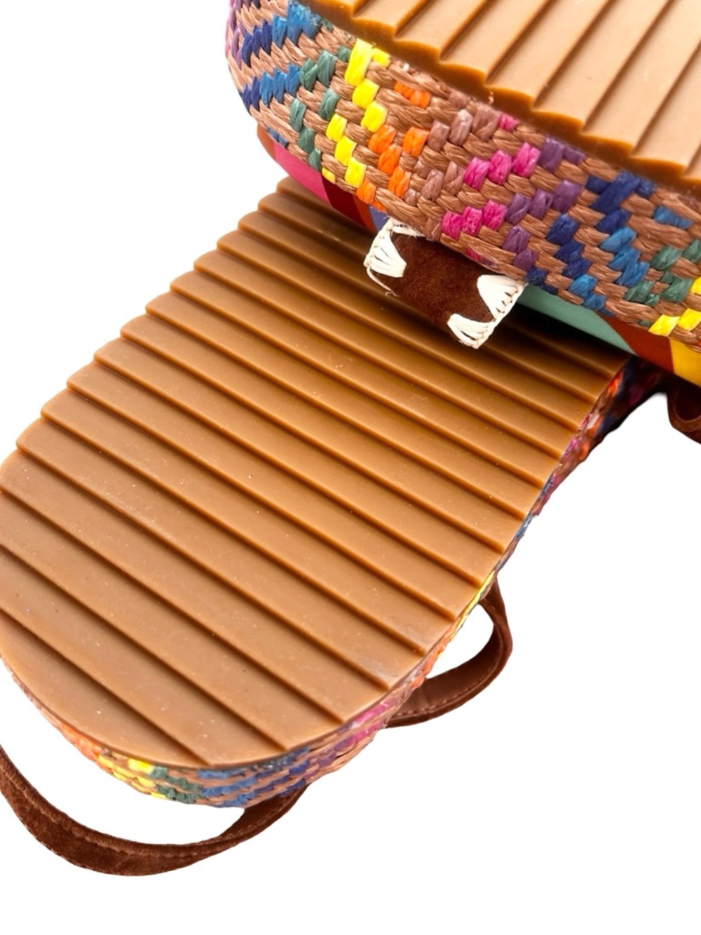NWOB $258 KURT GEIGER Chelsea Platform Sandals – Multicolor Woven Flatform - Picture 5 of 7